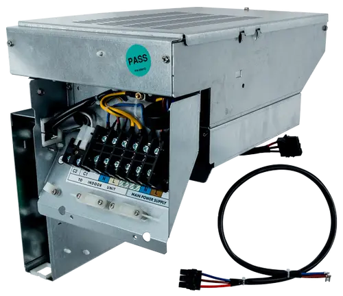 Metallisches Steuergerät mit Anschlussmöglichkeiten für elektrische Verkabelung, vorgesehen für Heiz- und Regelungssysteme, einschließlich Wolf Produkte.